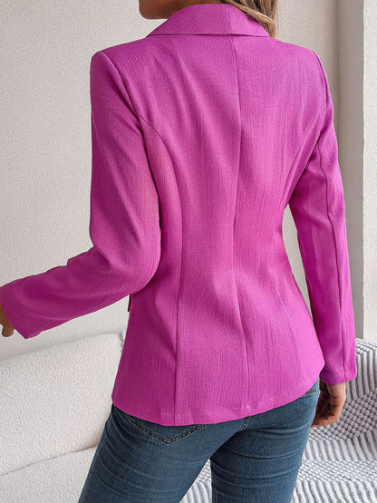 Elegant Jackets- One Button Shawl Lapel Blazer in Solid Single Breasted- - Pekosa Women Clothing