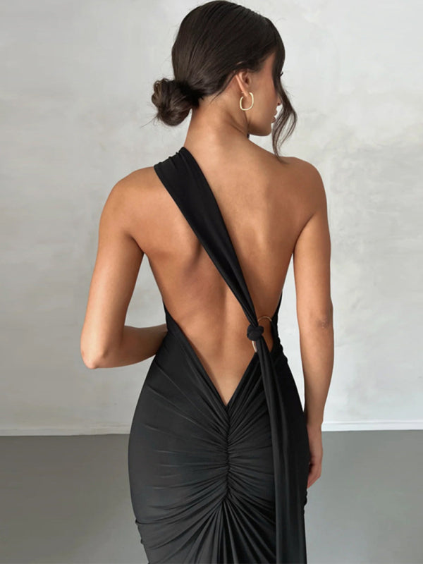 Evening Dresses- Cocktail Parties Couture Backless Tail Maxi Dress- - Pekosa Women Clothing