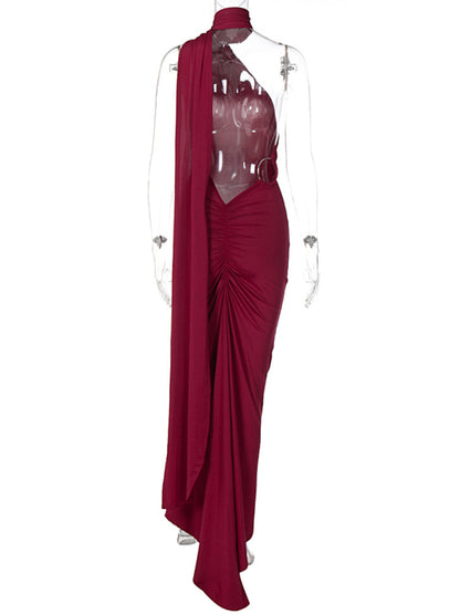 Evening Dresses- Cocktail Parties Couture Backless Tail Maxi Dress- - Pekosa Women Clothing