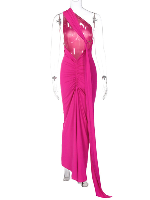 Evening Dresses- Cocktail Parties Couture Backless Tail Maxi Dress- - Pekosa Women Clothing