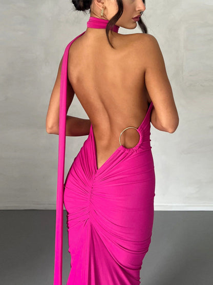 Evening Dresses- Cocktail Parties Couture Backless Tail Maxi Dress- - Pekosa Women Clothing