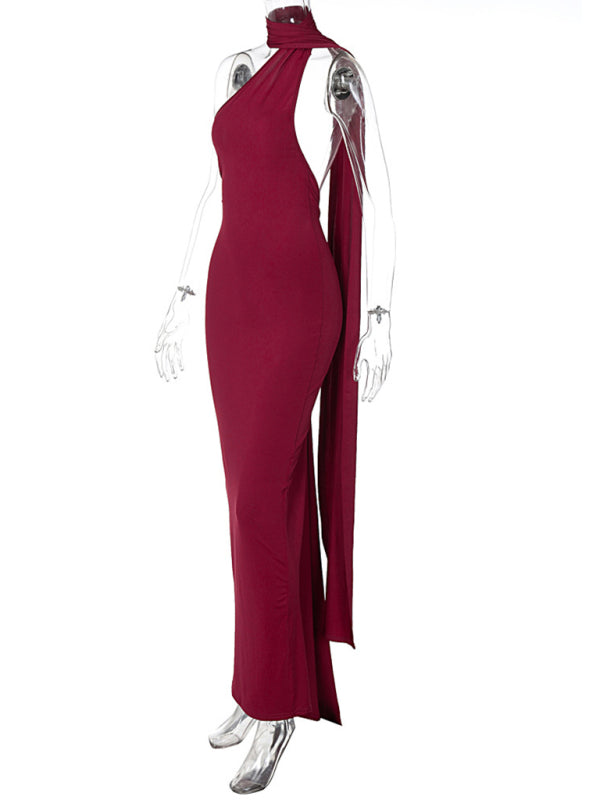 Evening Dresses- Cocktail Parties Couture Backless Tail Maxi Dress- - Pekosa Women Clothing