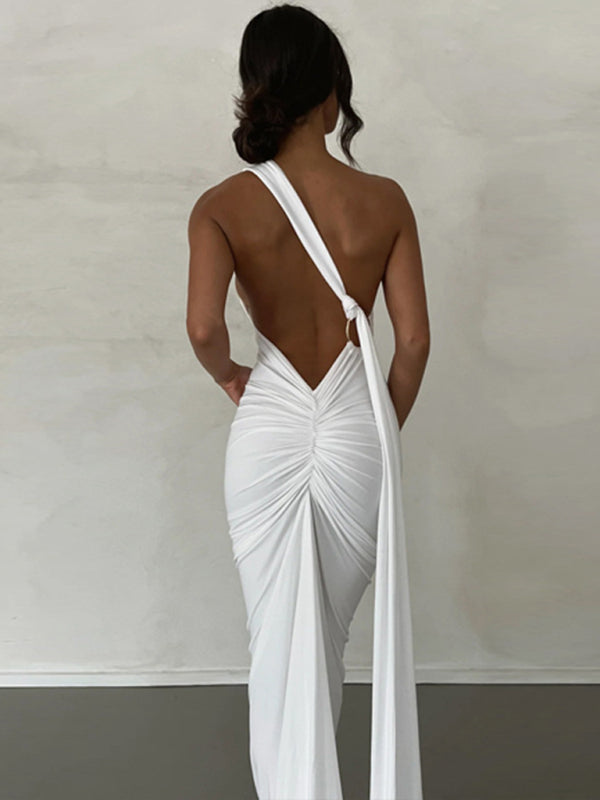 Evening Dresses- Cocktail Parties Couture Backless Tail Maxi Dress- - Pekosa Women Clothing