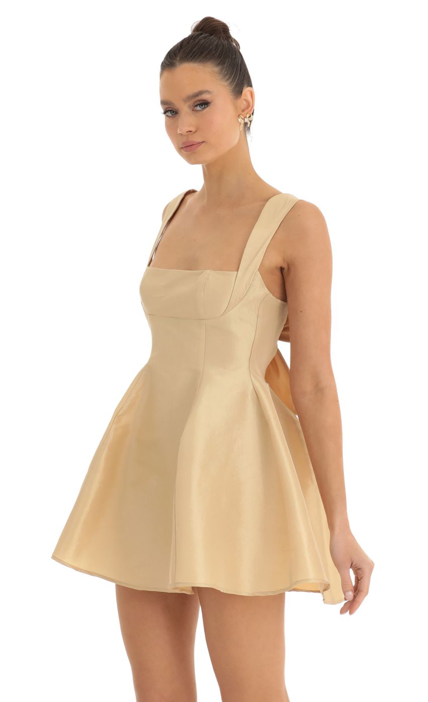 Flowy Dresses- Elegant Silky Bowknot Back Fit & Flare Mini Dress- - Pekosa Women Clothing
