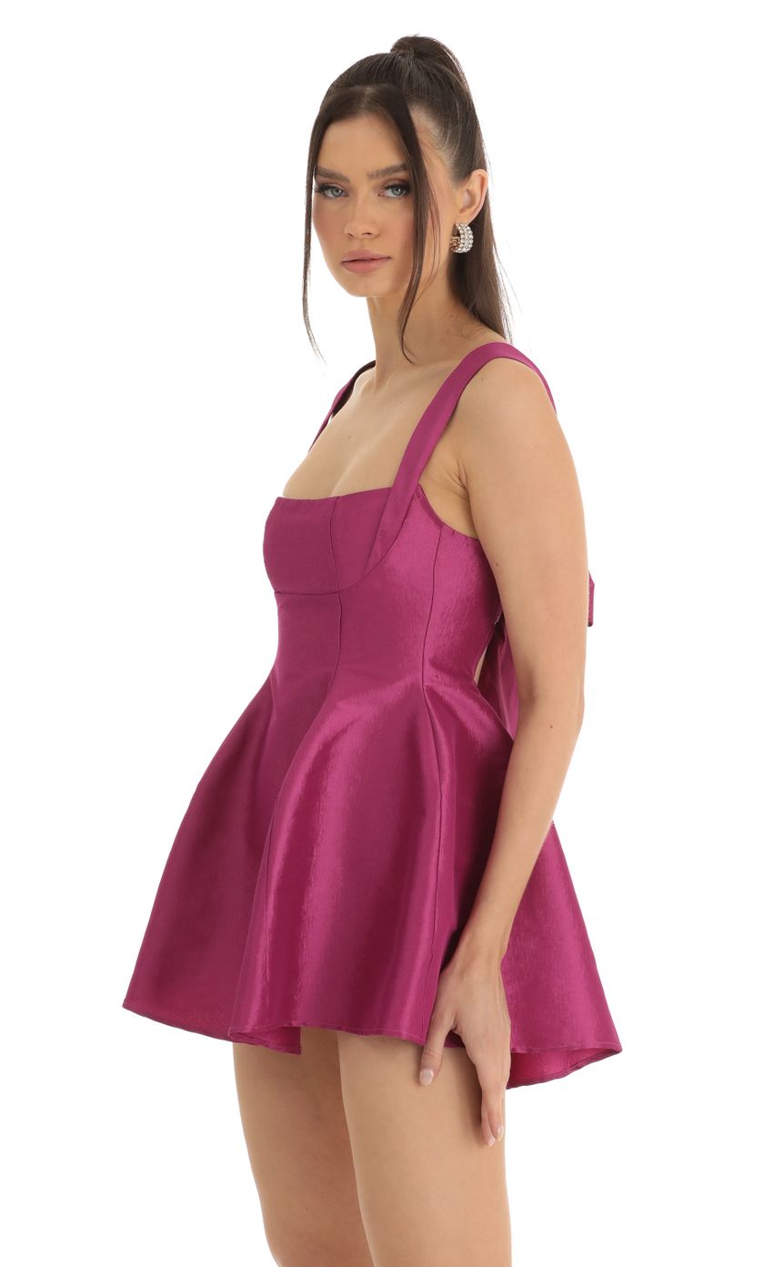 Flowy Dresses- Elegant Silky Bowknot Back Fit & Flare Mini Dress- - Pekosa Women Clothing