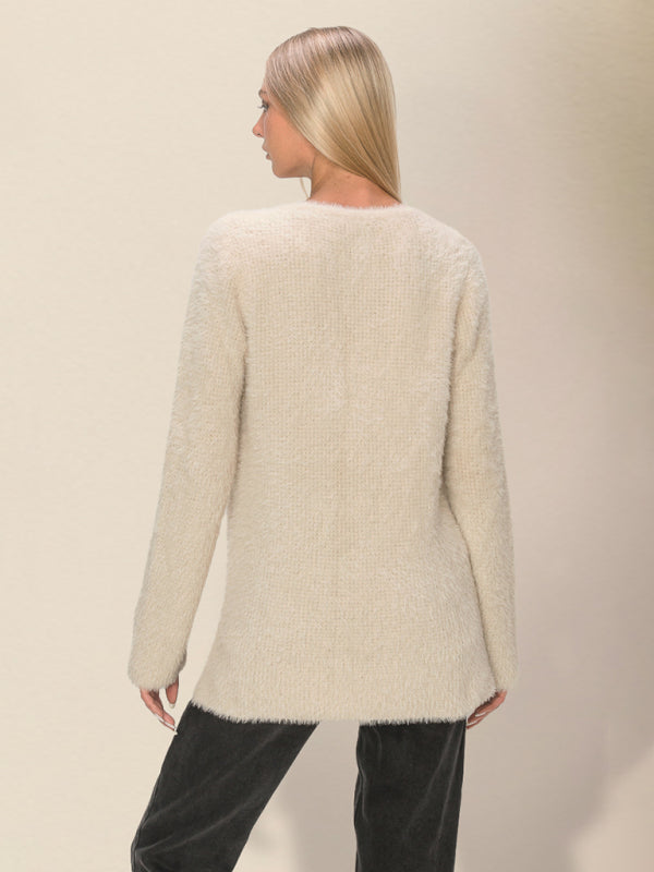 Fluffy Sweaters- Cozy Fluffy Knit Winter Sweater- - Pekosa Women Clothing