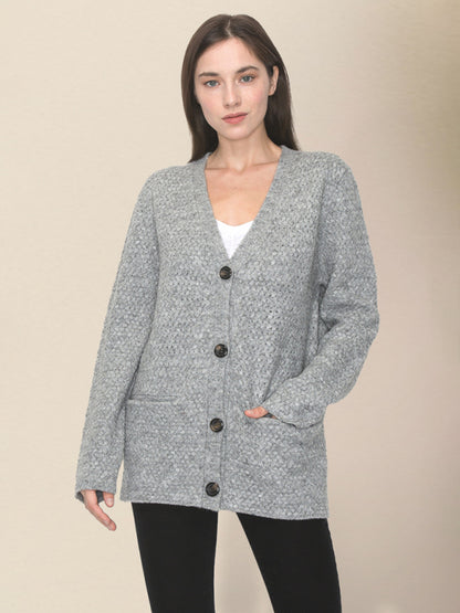 Grandpa Cardigans- Wool Blend Knit Sweater Grandpa Cardigan- - Pekosa Women Clothing