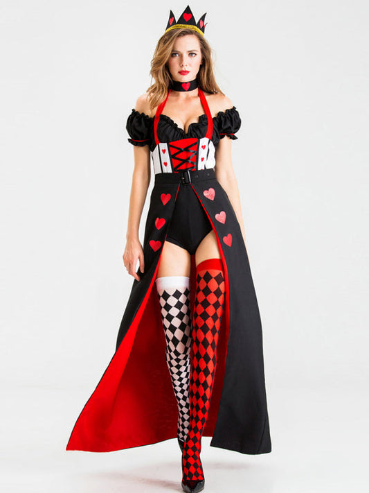 Halloween Costumes- Alice in Wonderland Red Queen Costume - Halloween Royal Heart Queen- Black- Pekosa Women Clothing