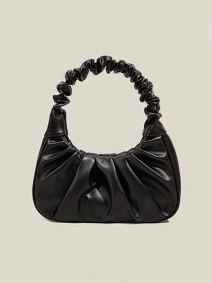 Handbags- Pastel Faux Leather Hobo Bag- Black- Pekosa Women Clothing