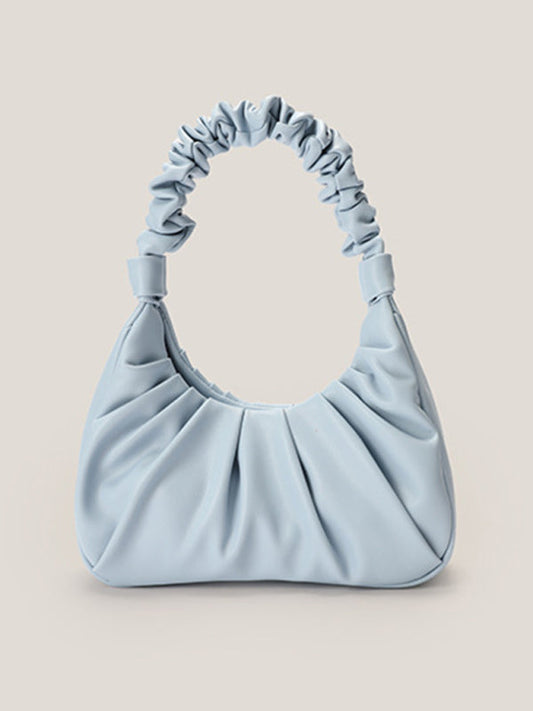 Handbags- Pastel Faux Leather Hobo Bag- Blue- Pekosa Women Clothing