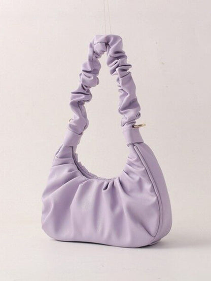 Handbags- Pastel Faux Leather Hobo Bag- Purple- Pekosa Women Clothing