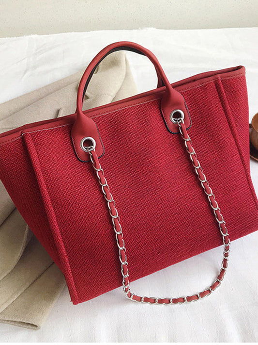 Handbags- Textured Bucket Shoulder Large Bag- Red- Pekosa Women Clothing