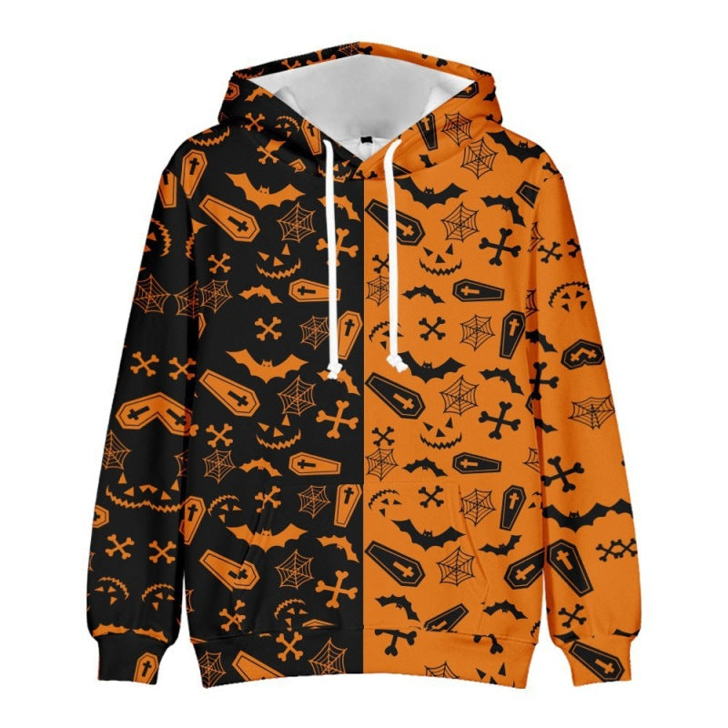 Hoodies- Halloween Spooky Themed Tracksuit Hooded Sweatshirt- Pattern1- Pekosa Women Clothing