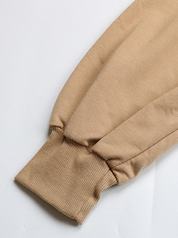 Hoodies- Long Sleeve Cotton Hoodie - Trendy Crop Sweatshirt- - Pekosa Women Clothing
