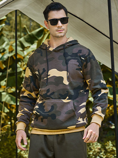 Hoodies- Military Men's Sport Hooded Camouflage Sweatshirt- - Pekosa Women Clothing