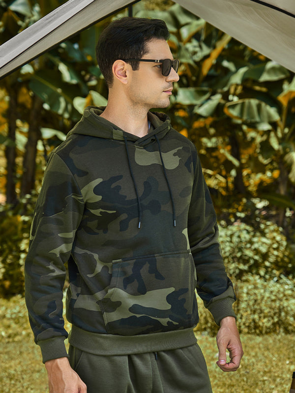 Hoodies- Military Men's Sport Hooded Camouflage Sweatshirt- - Pekosa Women Clothing