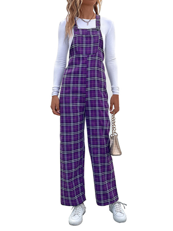 Jumpers- Plaid Bib Pantsuit Overalls Jumpers- - Pekosa Women Clothing