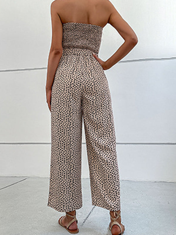 Jumpsuit- Animal Print Tube Jumpsuit - Belted Pantsuits- - Pekosa Women Clothing