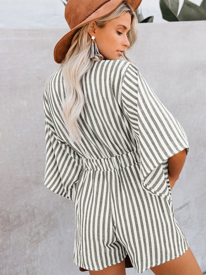 Jumpsuit- Be Bold, Be Confident: Make a Statement in Our Striped Romper Playsuit- - Pekosa Women Clothing