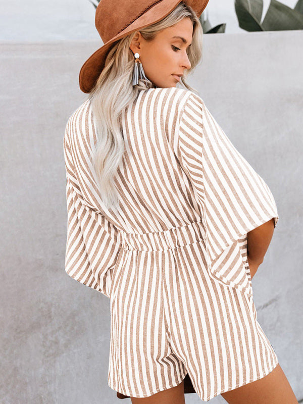 Jumpsuit- Be Bold, Be Confident: Make a Statement in Our Striped Romper Playsuit- - Pekosa Women Clothing