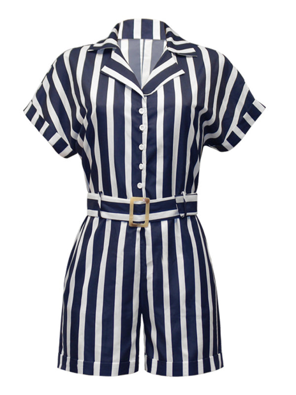 Jumpsuit- Be Bold and Beautiful in Our Striped Romper-Playsuit - Order Yours Today!- - Pekosa Women Clothing