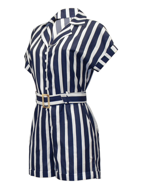 Jumpsuit- Be Bold and Beautiful in Our Striped Romper-Playsuit - Order Yours Today!- - Pekosa Women Clothing