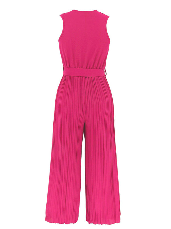 Jumpsuit- Dare to Be Bold with Our Ruffled V-Neck Jumpsuit- - Pekosa Women Clothing