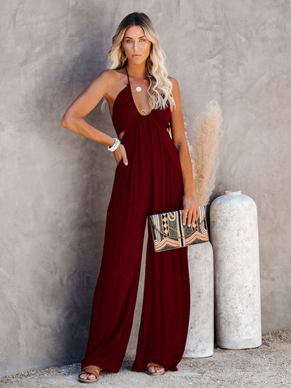 Jumpsuit- The Trendy Jumpsuit for Every Occasion- Wine Red- Pekosa Women Clothing