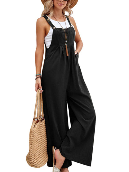 Jumpsuit- Women's Jumpsuit Bib Pants Overalls - Pantsuits- - Pekosa Women Clothing