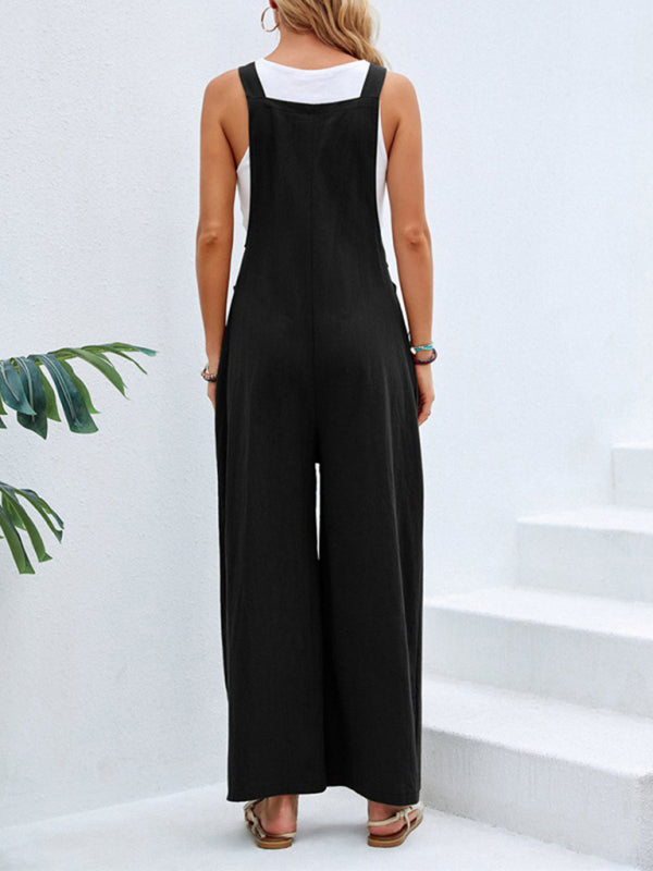 Jumpsuit- Women's Jumpsuit Bib Pants Overalls - Pantsuits- - Pekosa Women Clothing