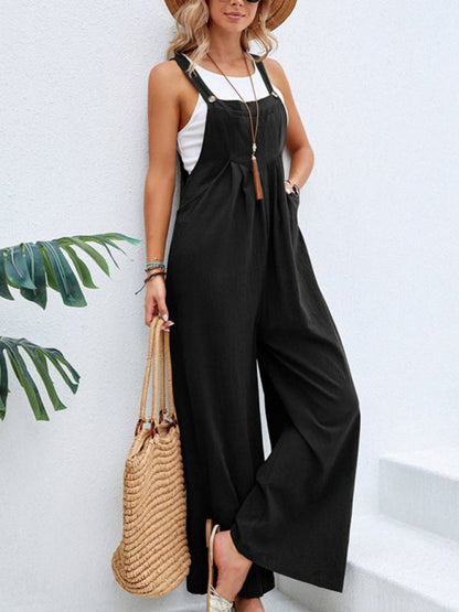 Jumpsuit- Women's Jumpsuit Bib Pants Overalls - Pantsuits- - Pekosa Women Clothing