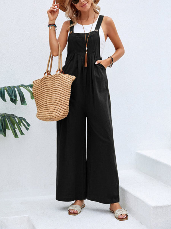 Jumpsuit- Women's Jumpsuit Bib Pants Overalls - Pantsuits- - Pekosa Women Clothing