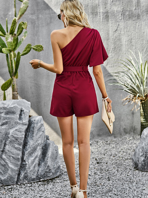 Jumpsuits- Chic and Comfortable One-Shoulder Jumpsuit - Your Perfect Companion for Every Occasion- - Pekosa Women Clothing