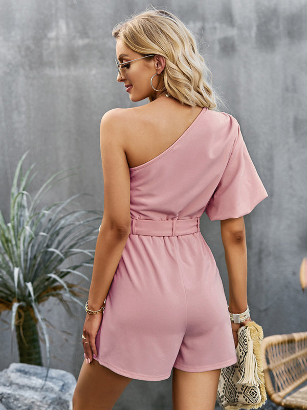 Jumpsuits- Chic and Comfortable One-Shoulder Jumpsuit - Your Perfect Companion for Every Occasion- - Pekosa Women Clothing