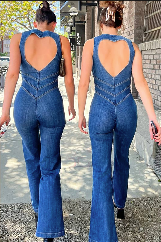 Jumpsuits- Denim Backless Heart Overalls - Palazzo Jumpsuits Pantsuits- - Pekosa Women Clothing