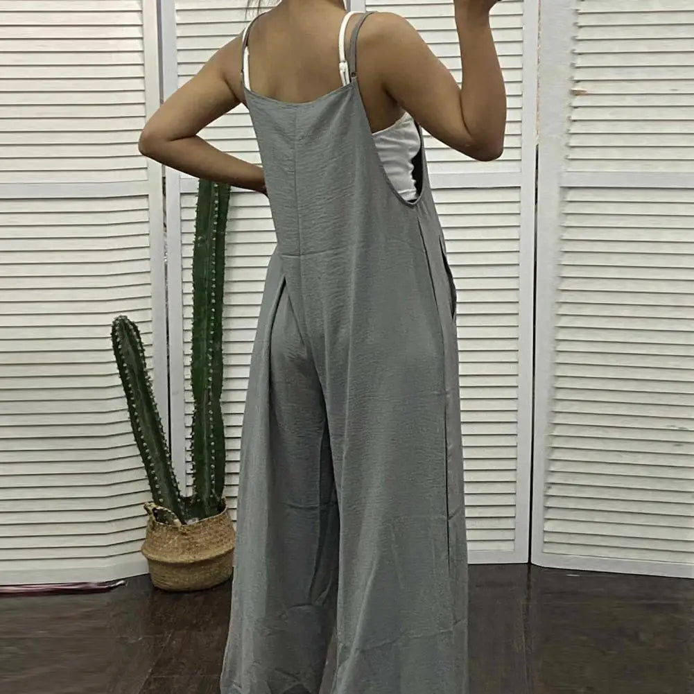 Jumpsuits- Full-Length Bib Pants Playsuit for Women - Utility Style Overalls- - Pekosa Women Fashion