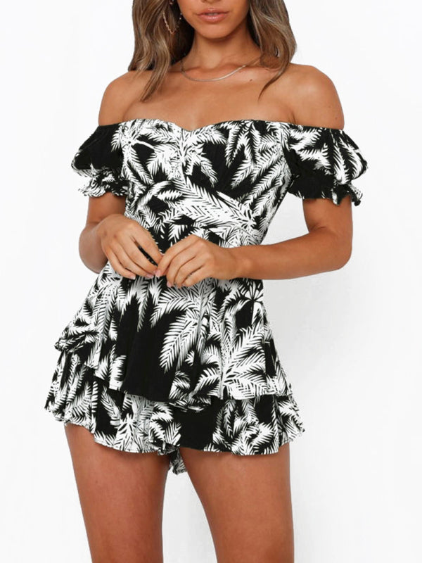 Jumpsuits- Knot Back Romper - Perfect for Any Occasion - Printed Jumpsuit- - Pekosa Women Clothing