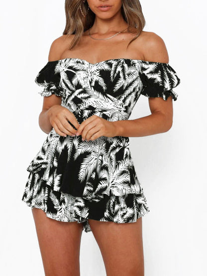 Jumpsuits- Knot Back Romper - Perfect for Any Occasion - Printed Jumpsuit- - Pekosa Women Clothing