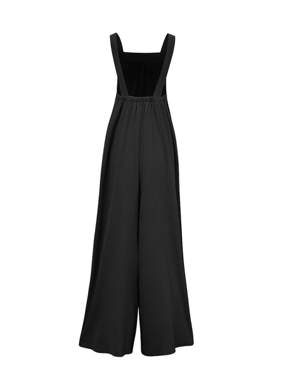 Jumpsuits- Wide-Leg Overalls - Cotton Jumpsuits - Lounge Pantsuits- - Pekosa Women Clothing