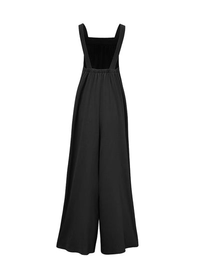 Jumpsuits- Wide-Leg Overalls - Cotton Jumpsuits - Lounge Pantsuits- - Pekosa Women Clothing