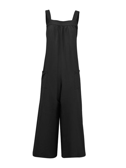 Jumpsuits- Wide-Leg Overalls - Cotton Jumpsuits - Lounge Pantsuits- - Pekosa Women Clothing