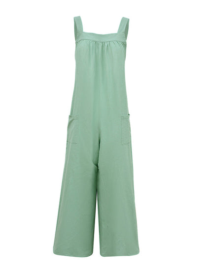 Jumpsuits- Wide-Leg Overalls - Cotton Jumpsuits - Lounge Pantsuits- - Pekosa Women Clothing