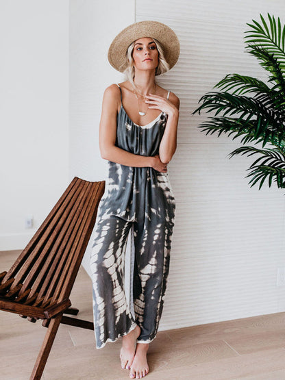 Jumpsuits- Women's Comfy Baggy Jumpsuit with Pockets - Versatile Loose Overalls- Grey- Pekosa Women Clothing