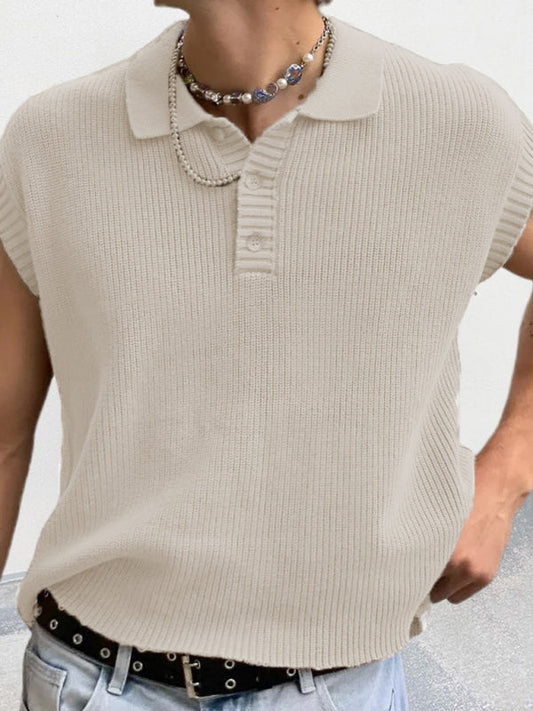 Knit Polos- Men's Classic Collar Solid Knit Polo- White- Pekosa Women Clothing