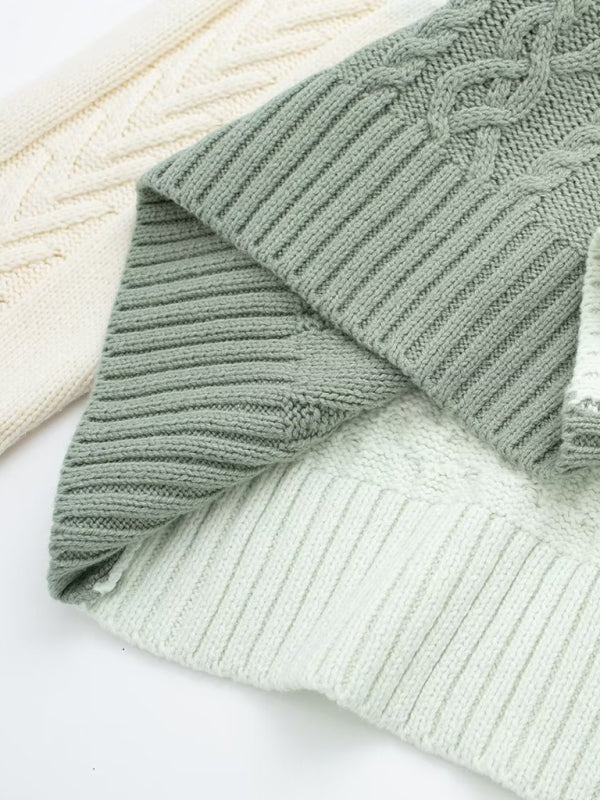 Knit Sweaters- Patchwork Sweaters in Pastel Hues - Knit Pullover- - Pekosa Women Clothing