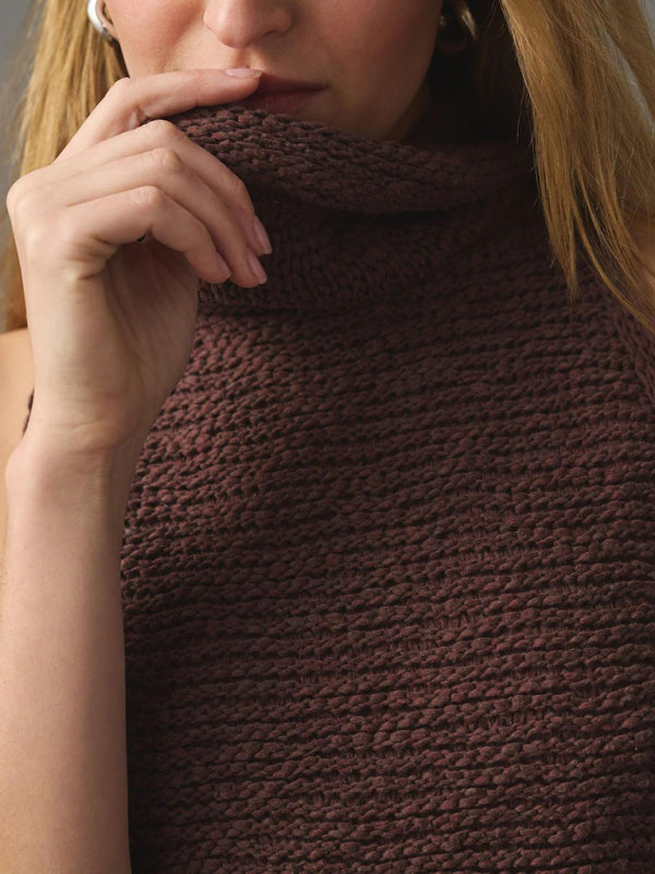 Knitted Top- Textured Sleeveless Sweater | Knitted Cowl Neck Top- - Pekosa Women Clothing