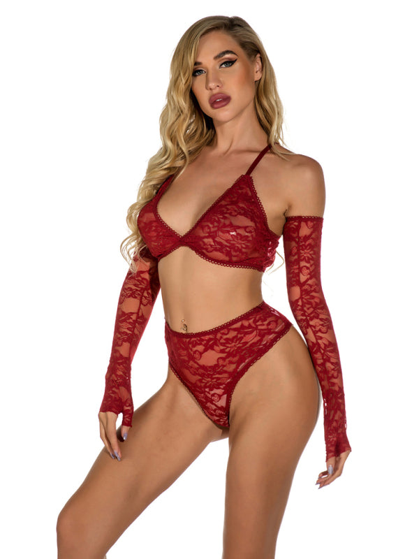 Lingerie Outfit- Celebrating Love with 3-Pc Lingerie for Romantic Occasions- - Pekosa Women Clothing