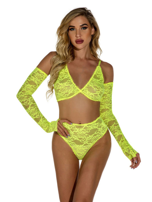 Lingerie Outfit- Celebrating Love with 3-Pc Lingerie for Romantic Occasions- Yellow- Pekosa Women Clothing