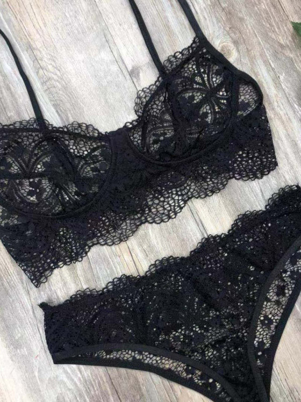 Lingerie Outfit- Romantic Lace Bra and Bikini - Ideal for Honeymoon- - Pekosa Women Clothing