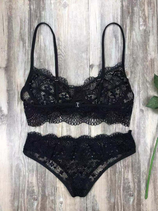 Lingerie Outfit- Romantic Lace Bra and Bikini - Ideal for Honeymoon- - Pekosa Women Clothing